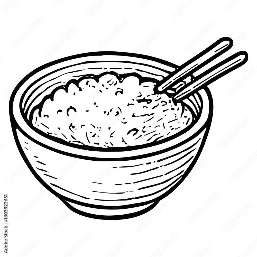 Rice Bowl with Chopsticks Rice Bowl with Chopsticks
