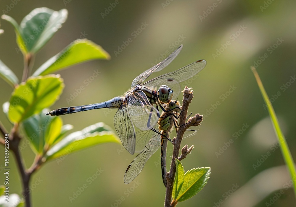 Fototapeta premium Dragonfly Predation: One Dragonfly Eating Another