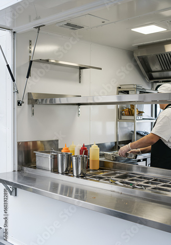 Modern food truck kitchen interior