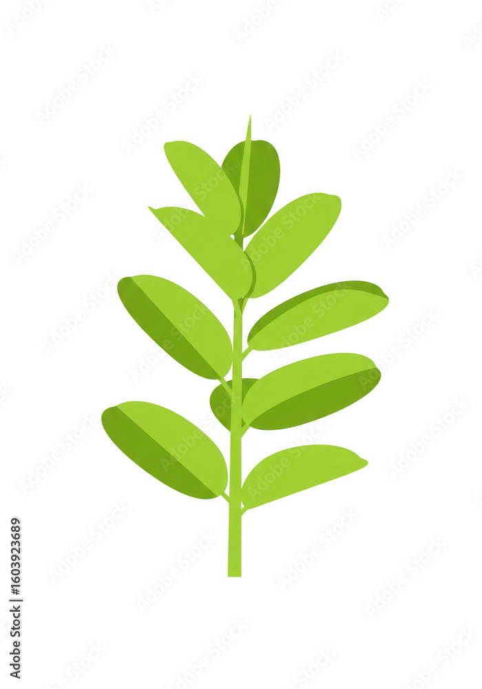Obraz premium Stylized green plant with multiple leaves on a transparent background