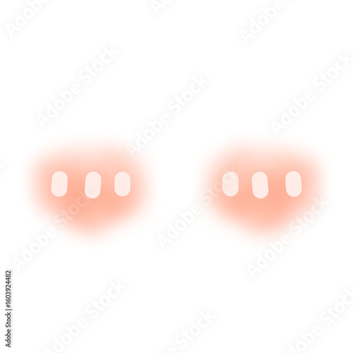 Illustration icon of pink blush on cheeks resembling the effect of a shy, cute, adorable face in anime or cartoon style. Comics, stickers, T-shirts, mugs, banners, posters.