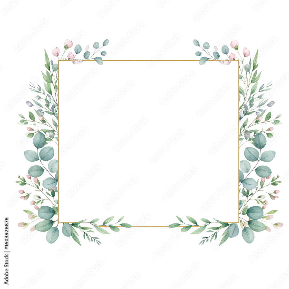 Fototapeta premium 植物で飾られている四角いフレーム