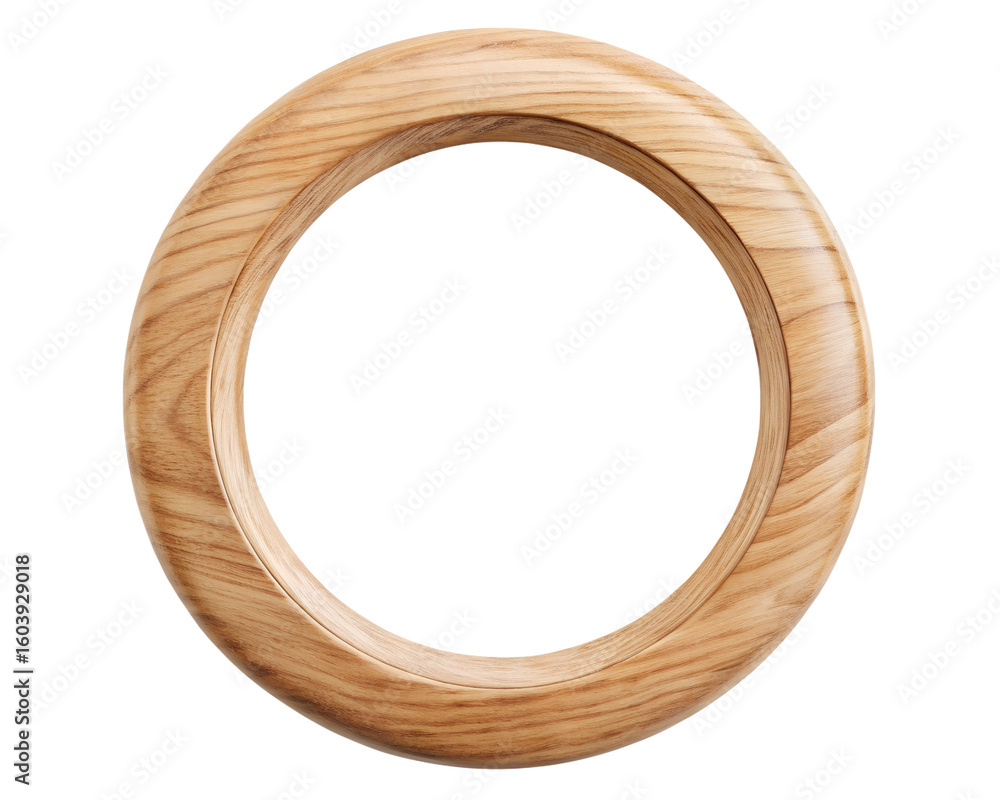 Natural wooden ring with smooth finish and visible grain isolated on white isolated on transparent background Natural wooden ring with smooth finish and visible grain isolated on white isolated on transparent background