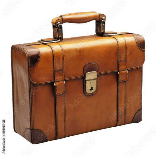 Vintage Brown Leather Briefcase Photography Antique Bag Lawyer Bag Doctor Bag Messenger Bag on transparent background