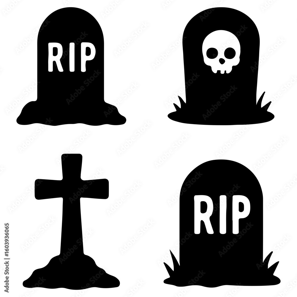 Obraz premium Halloween Elements Vector | Spooky Icons, Pumpkins, Ghosts, Bats & More | 