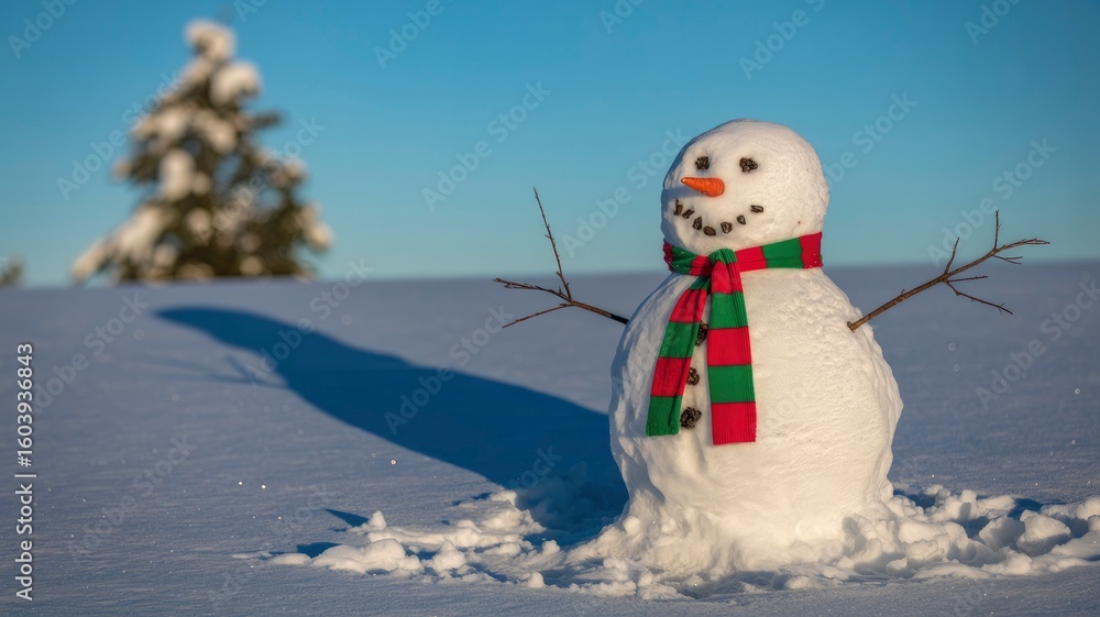 Obraz premium Festive Snowman in Winter Wonderland