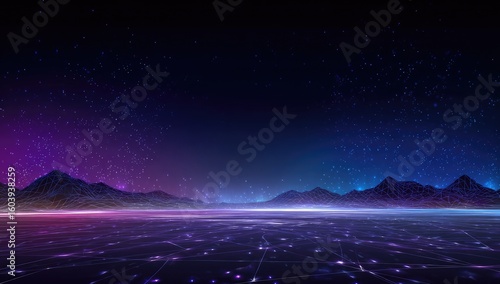 Futuristic landscape at night