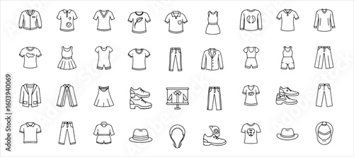 Apparel, vibrant line icons. The designs are vector graphics, editable stroke, and come in 48x48 pixel-perfect dimensions. Crafted with attention to detail and a passion for quality.
