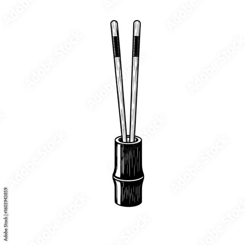 Reed Diffuser Icon with Elegant Sticks in a Bottle on White