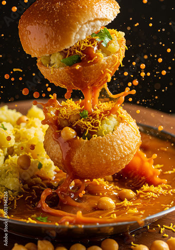 Spicy Indian street food in motion