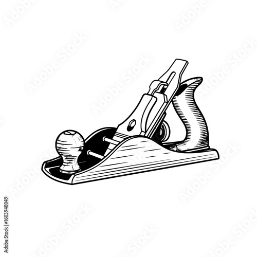 Traditional Manual Wood Planer Tool Icon Used in Carpentry and Woodworking Industry for Construction and Handcrafting