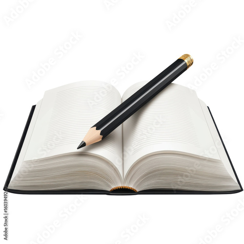 Open Book and Pencil Storytelling Education Writing Learning Reading Knowledge Book on transparent background