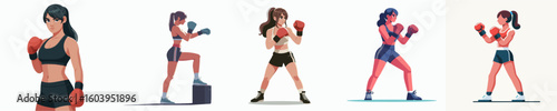 vector of a female boxing athlete