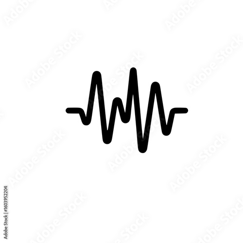 Clean black waveform icon representing audio frequency, sound waves, and voice recognition
