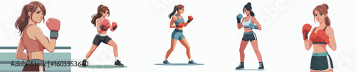 vector of a female boxing athlete