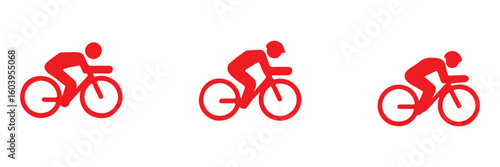 Man on bicycle icon, The man ride bicycle icon, bicycle icon, Bike. Bicycle vector icon. Concept of cycling. Go in for isolated bicycle lanes with a white background.