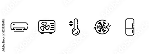 Line icons for cooling systems and climate control appliances