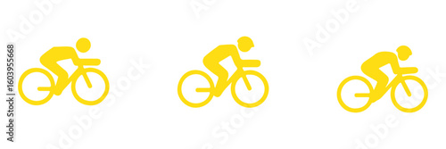 Man on bicycle icon, The man ride bicycle icon, bicycle icon, Bike. Bicycle vector icon. Concept of cycling. Go in for isolated bicycle lanes with a white background.