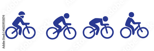 Man on bicycle icon, The man ride bicycle icon, bicycle icon, Bike. Bicycle vector icon. Concept of cycling. Go in for isolated bicycle lanes with a white background.