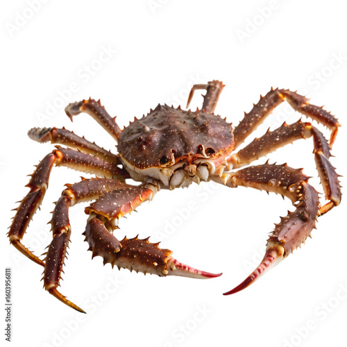 A Detailed CloseUp of a Red King Crab on transparent background