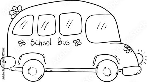 back to school apple, school suppliers element for teacher classroom decoration. school bus doodle line. vector file.