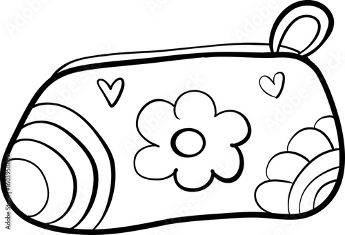 back to school apple, school suppliers element for teacher classroom decoration. pencil case doodle line. vector file.
