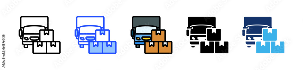 Delivery Van Icon Collection With Multiple Styles Delivery Van Icon Collection With Multiple Styles