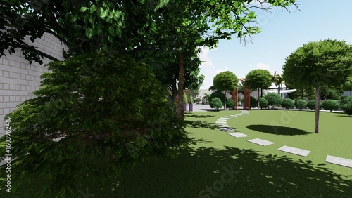 Wallpaper Mural 3d image of the landscape design of the home territory. Landscaping of the territory. Computer visualization of composite landscaping and landscaping solutions.	
 Torontodigital.ca