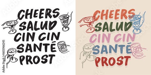 Trendy hand drawn doodle lettering quote about cocktail. Lettering for t-shirt design, mug print, bag print, clothes fashion. 100% hand drawn vector image.