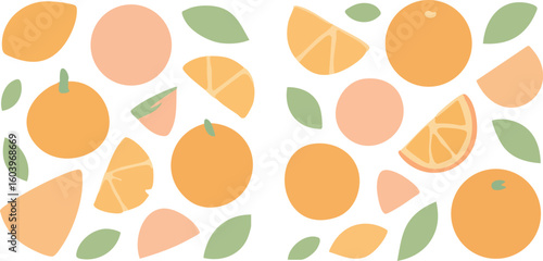 Minimalist Orange Fruit Pattern Illustration.