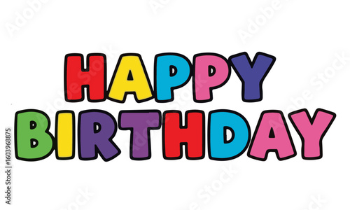 Colorful Cartoon "Happy Birthday" Text