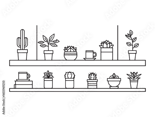 window sill ultra minimalist 2d line art