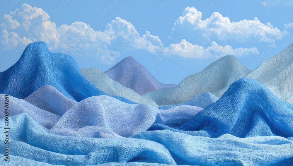 Obraz premium Soft blue fabric draped in landscape style
