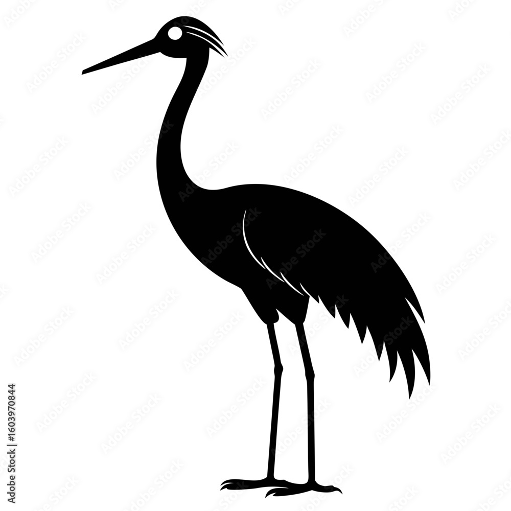 Obraz premium Crane vector clean black silhouette design white background