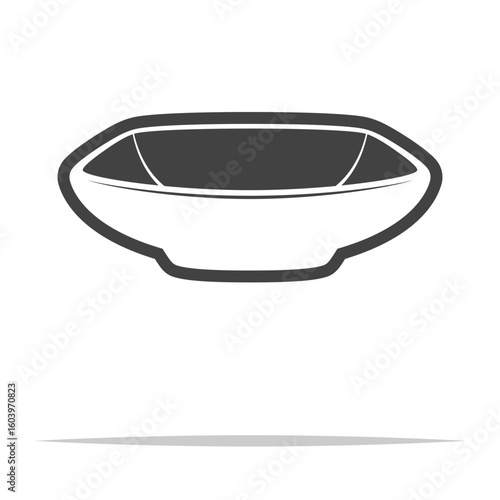 Rectangular bowl outline icon transparent vector isolated