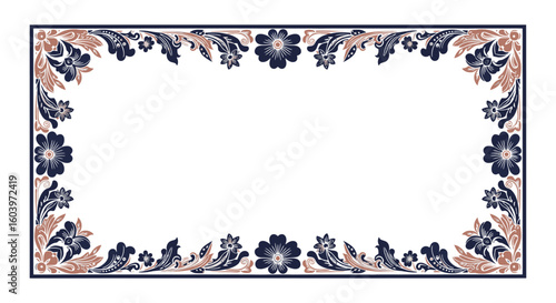 Elegant floral border design adds classic charm to invitations, certificates, and documents