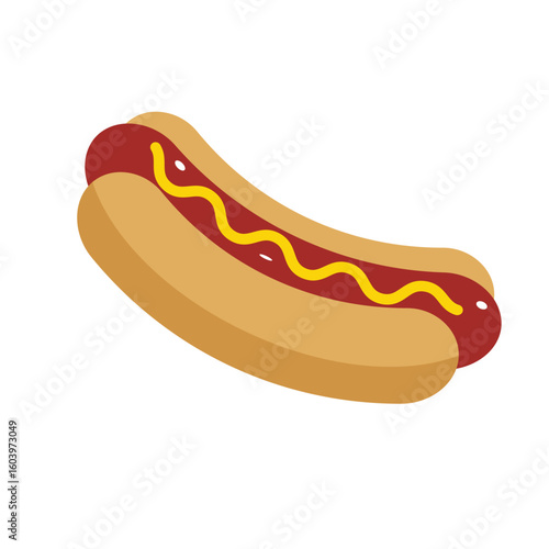 Simple 2D flat vector of a hotdog with minimal color design. Great for food apps, icons, or print projects.