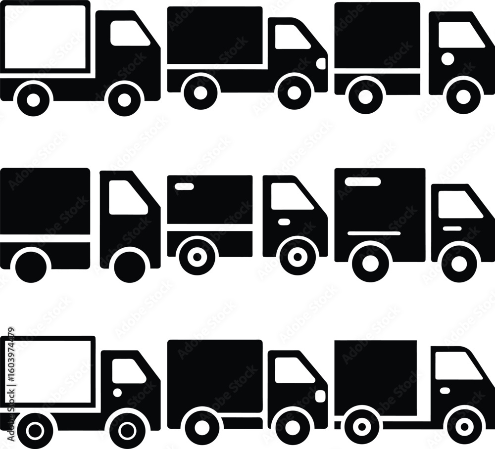 Simple silhouette icon of a delivery truck Simple silhouette icon of a delivery truck