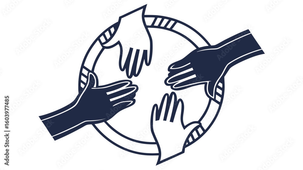 Obraz premium Diverse hands joining together in unity and collaboration, symbolizing teamwork and community support, a powerful graphic with potential for positive impact
