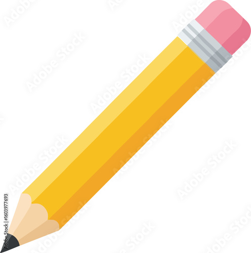 Find yellow pencil with eraser for writing drawing sketching and school work
