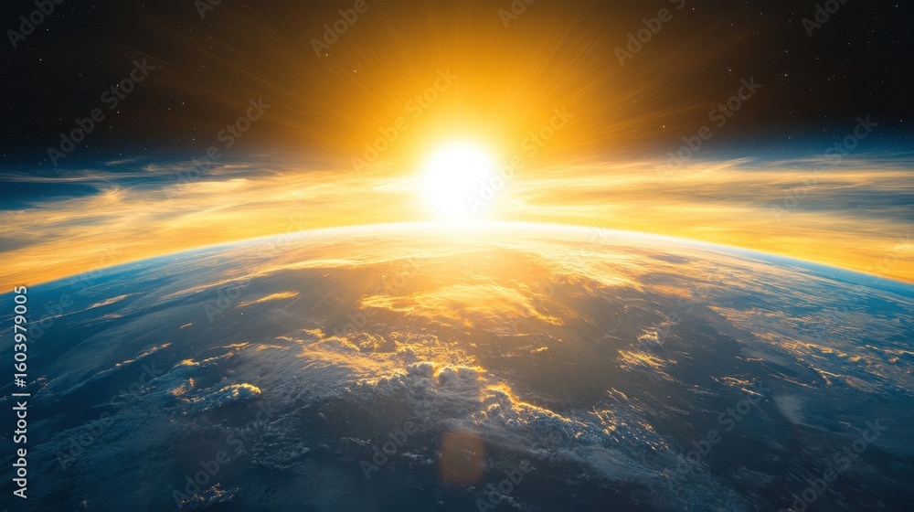 Fototapeta premium Captivating sunrise over earth from deep space a stunning celestial perspective