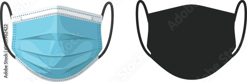 Face mask medical surgical mask protection virus mask black mask illustration