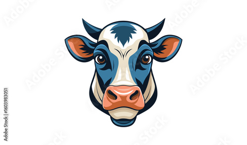 Stylized blue and white holstein cow portrait