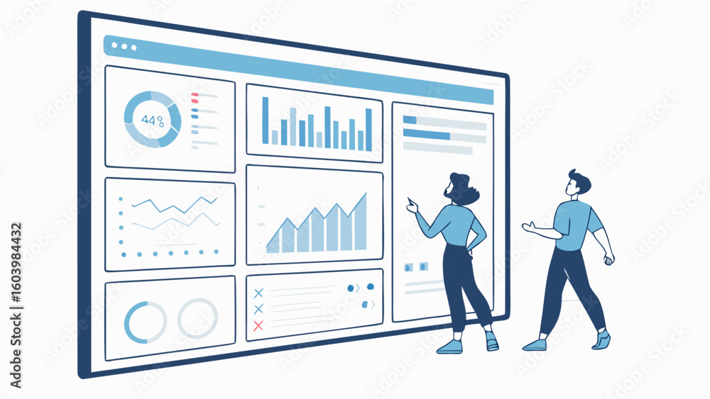 Obraz premium Data analysis session in modern office with professionals reviewing performance metrics and charts