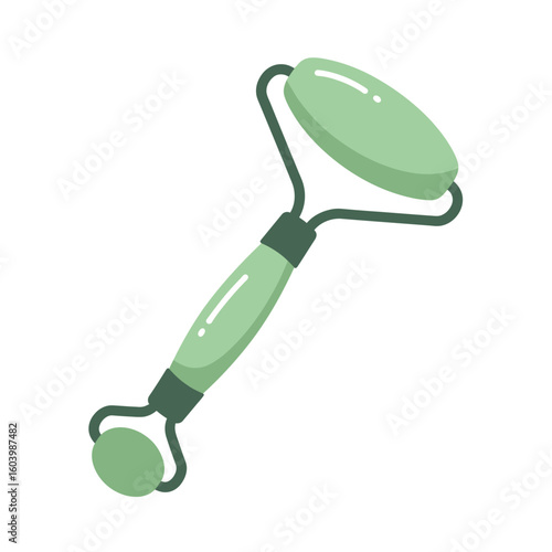 Green Facial Roller for Skincare Relaxation Therapy in Modern Beauty Routine