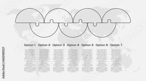 Seven steps line infographic, puzzle diagram