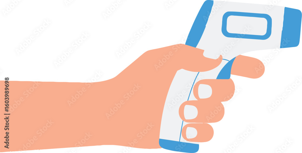 Fototapeta premium Infrared thermometer being held for temperature check fever screening tool