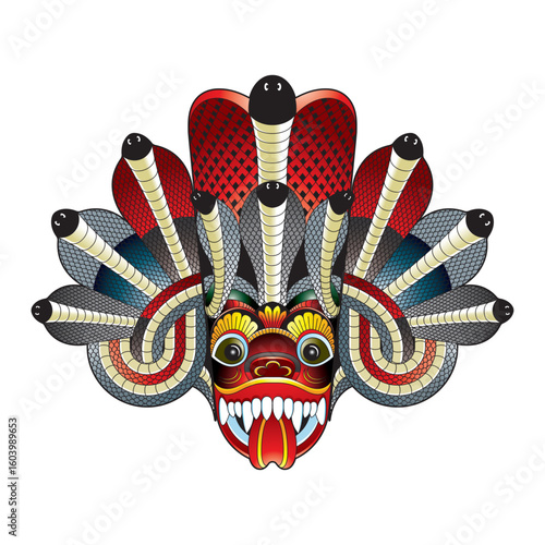 sri lankan traditional cobra devil mask vector art.eps