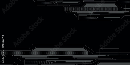 Dark background with daris High-tech circuit board connection system. Modern and futuristic vector design.