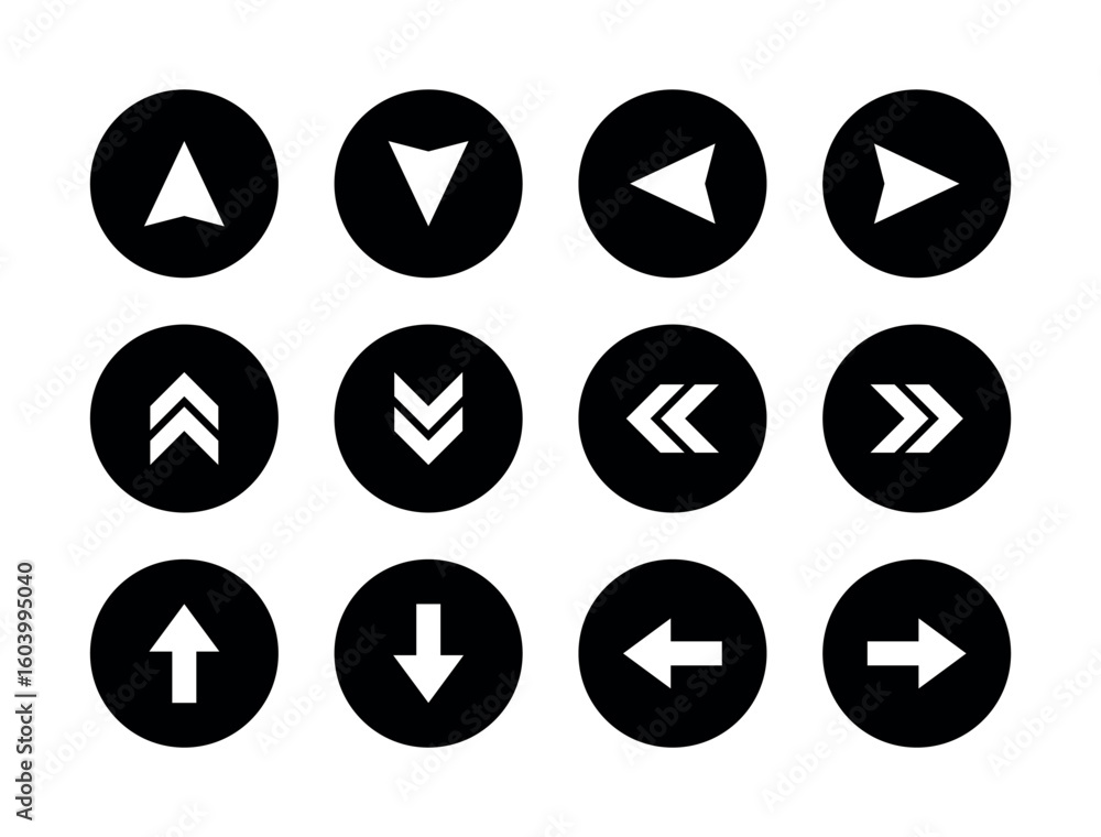 Solid Circular Swipe Arrow Icons, Black Bold Direction Symbols for Mobile Gestures, Navigation UI and Touch Interface Design Solid Circular Swipe Arrow Icons, Black Bold Direction Symbols for Mobile Gestures, Navigation UI and Touch Interface Design
